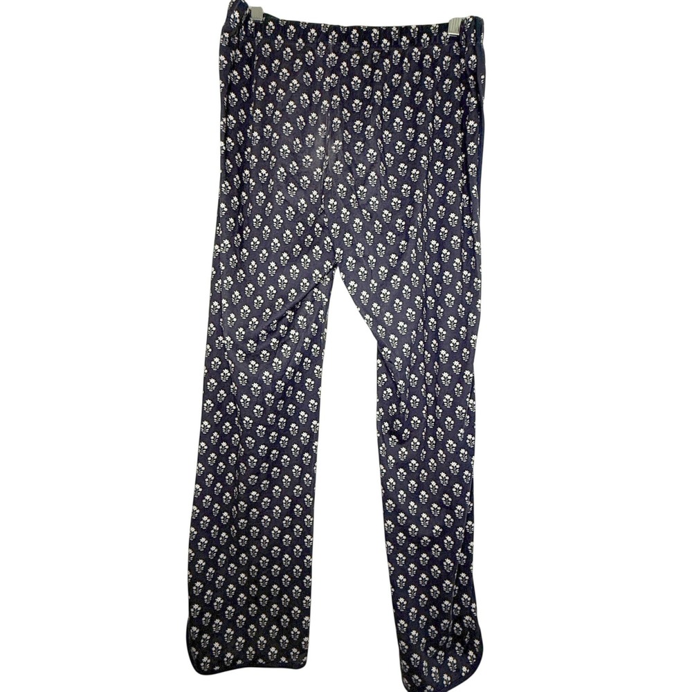 LAKE Pajamas Pima Cotton Floral Lounge Pants Navy White Size L